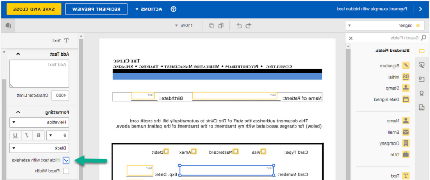 DocuSign中隐藏字段的截图.